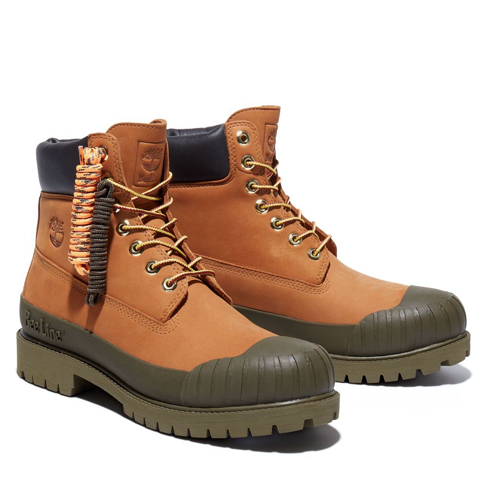 Bototos Timberland Hombre 6-Inch Bee Line X Waterproof Rubber Toe Marrones - Chile KZN-297643